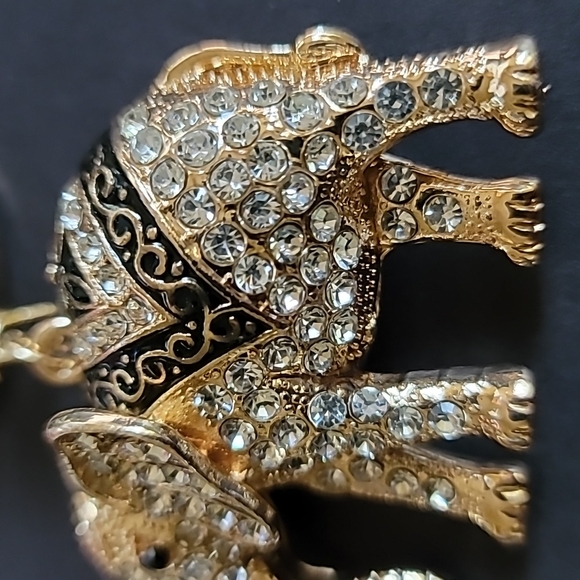 Black with Rhinestones Elephant Charm Keychain - Picture 7 of 8